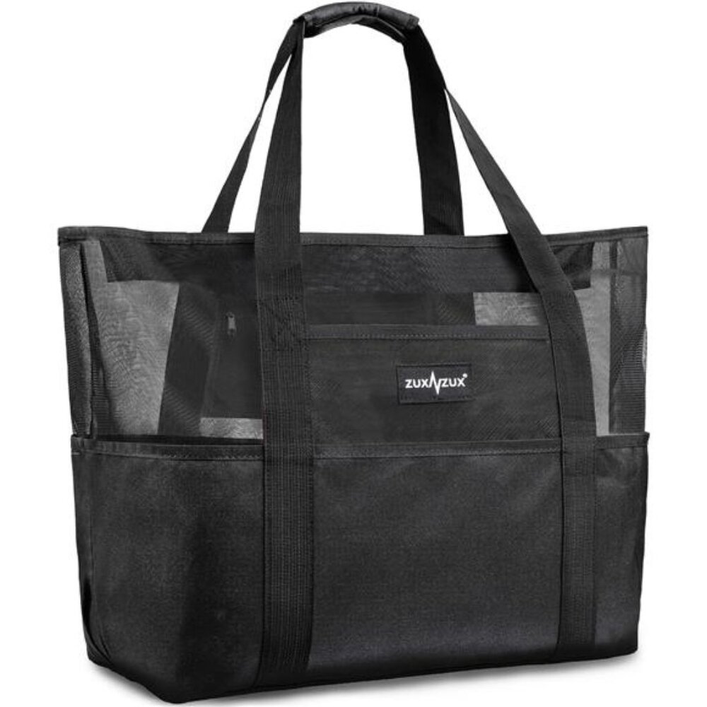 Mesh Beach Bag - Large Waterproof Beach Tote Bag with Zipper, Oversized Bag